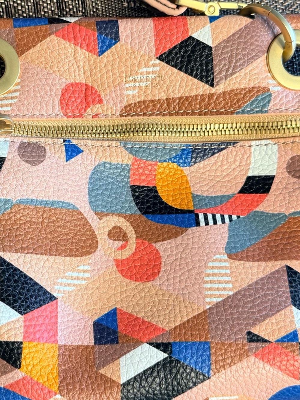 Hammitt Geometric Multicolor Pebbled Leather Crossbody - Pink, Blue, Tan